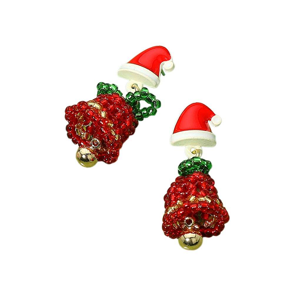 Faceted Beaded Christmas Bell Dangle Earrings - Madeline Love - Flyclothing LLC