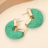 Raffia Wrapped Hoop Earrings - Madeline Love - Flyclothing LLC