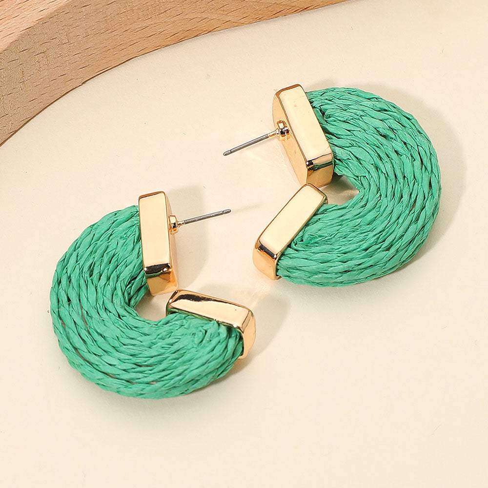 Raffia Wrapped Hoop Earrings - Madeline Love - Flyclothing LLC