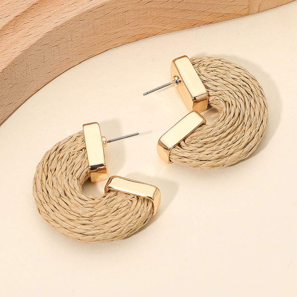 Raffia Wrapped Hoop Earrings - Madeline Love - Flyclothing LLC