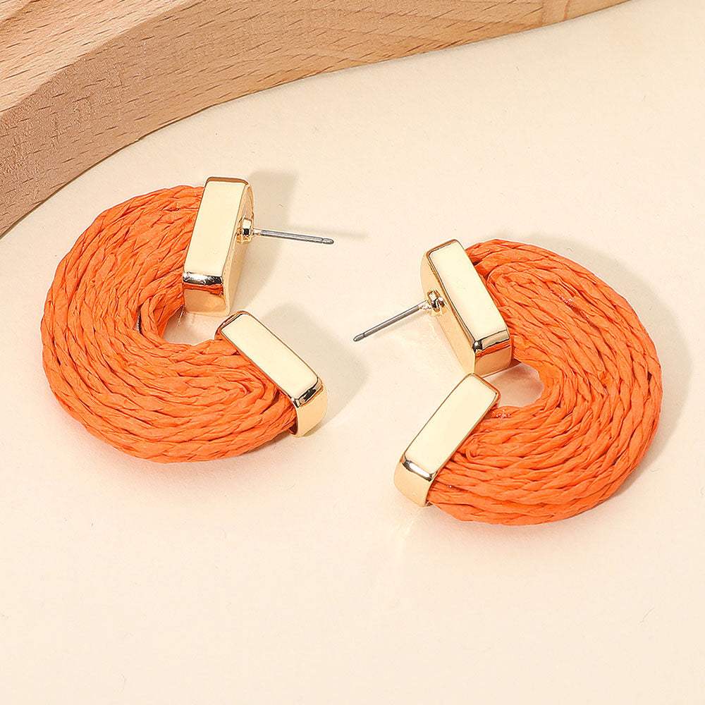 Raffia Wrapped Hoop Earrings - Madeline Love - Flyclothing LLC