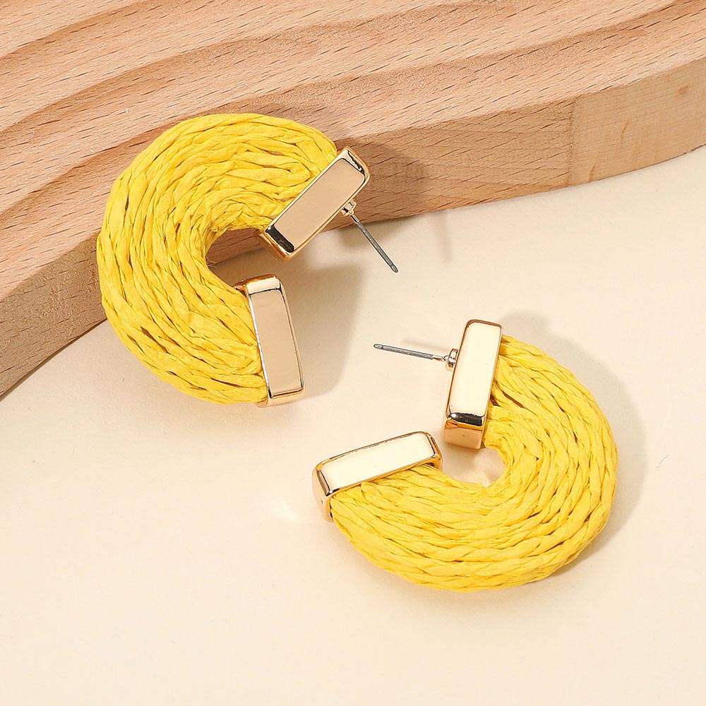 Raffia Wrapped Hoop Earrings - Madeline Love - Flyclothing LLC