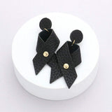Faux Leather Ribbon Dangle Earrings - Madeline Love - Flyclothing LLC