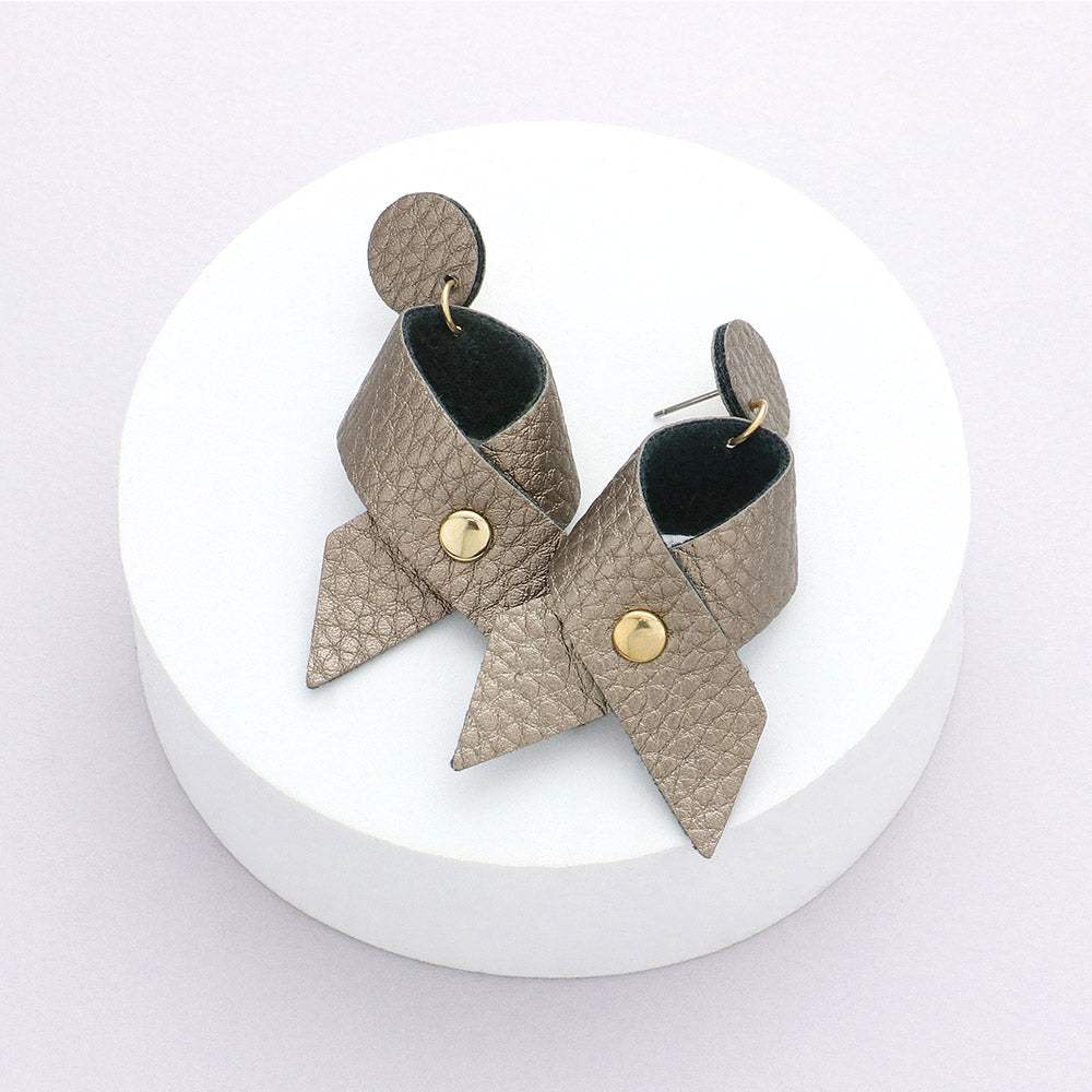 Faux Leather Ribbon Dangle Earrings - Madeline Love - Flyclothing LLC