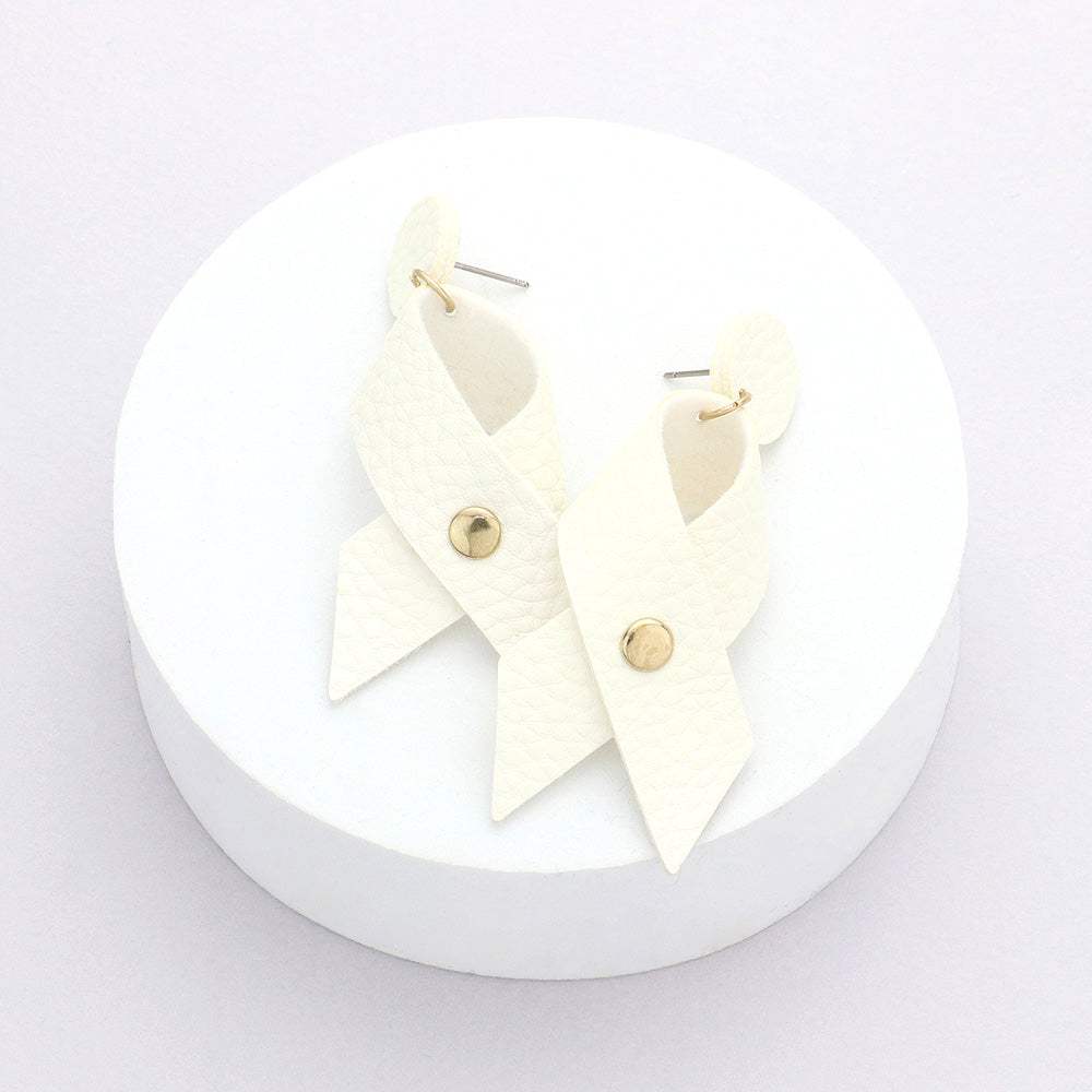 Faux Leather Ribbon Dangle Earrings - Madeline Love - Flyclothing LLC