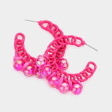 Hologram Ball Pointed Colored Chain Hoop Earrings - Madeline Love - Flyclothing LLC