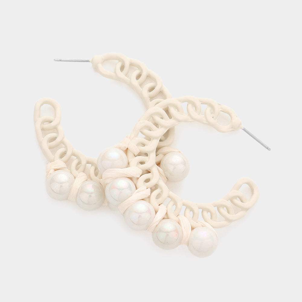 Hologram Ball Pointed Colored Chain Hoop Earrings - Madeline Love - Flyclothing LLC
