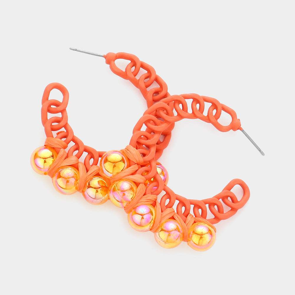Hologram Ball Pointed Colored Chain Hoop Earrings - Madeline Love - Flyclothing LLC