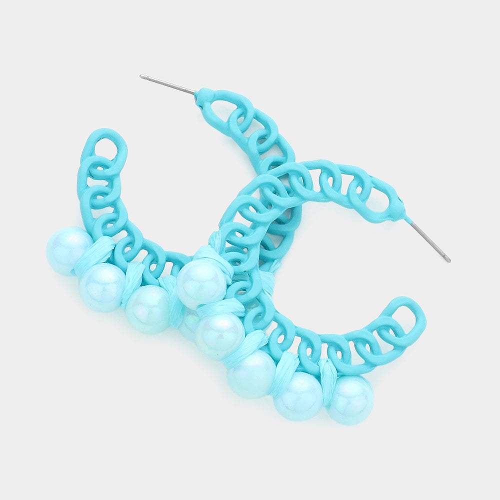 Hologram Ball Pointed Colored Chain Hoop Earrings - Madeline Love - Flyclothing LLC