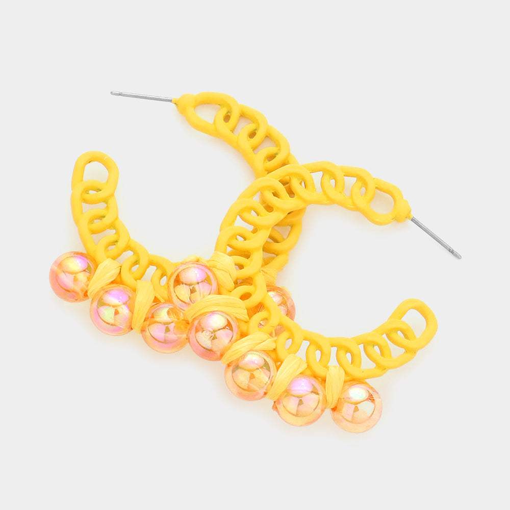 Hologram Ball Pointed Colored Chain Hoop Earrings - Madeline Love - Flyclothing LLC