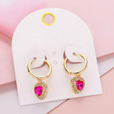 Heart Stone Dangle Huggie Hoop Earrings - Madeline Love - Flyclothing LLC