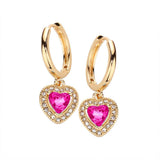 Heart Stone Dangle Huggie Hoop Earrings - Madeline Love - Flyclothing LLC