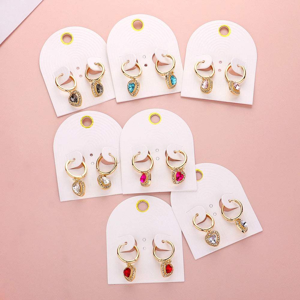 Heart Stone Dangle Huggie Hoop Earrings - Madeline Love - Flyclothing LLC