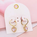 Heart Stone Dangle Huggie Hoop Earrings - Madeline Love - Flyclothing LLC