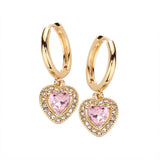 Heart Stone Dangle Huggie Hoop Earrings - Madeline Love - Flyclothing LLC