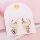 Heart Stone Dangle Huggie Hoop Earrings - Madeline Love - Flyclothing LLC