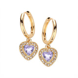 Heart Stone Dangle Huggie Hoop Earrings - Madeline Love - Flyclothing LLC
