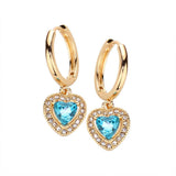Heart Stone Dangle Huggie Hoop Earrings - Madeline Love - Flyclothing LLC