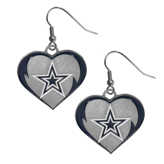 Dallas Cowboys Heart Dangle Earrings - Dallas Cowboys - Flyclothing LLC
