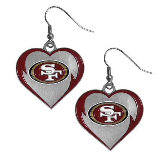 San Francisco 49ers Heart Dangle Earrings - San Francisco 49ers - Flyclothing LLC