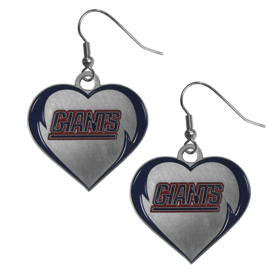 New York Giants Heart Dangle Earrings - New York Giants - Flyclothing LLC