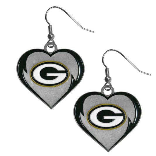 Green Bay Packers Heart Dangle Earrings - Green Bay Packers - Flyclothing LLC
