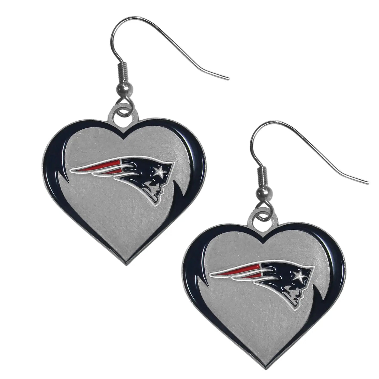 New England Patriots Heart Dangle Earrings - New England Patriots - Flyclothing LLC