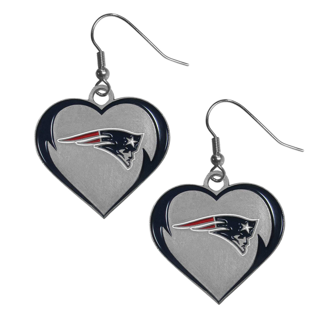 New England Patriots Heart Dangle Earrings - New England Patriots - Flyclothing LLC