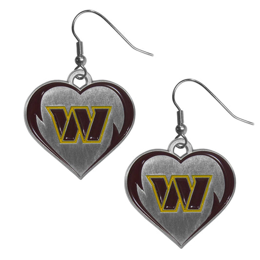 Washington Commanders Heart Dangle Earrings - Washington Commanders - Flyclothing LLC