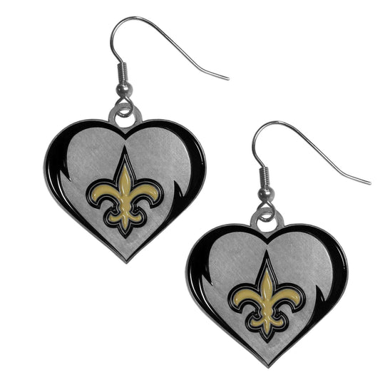 New Orleans Saints Heart Dangle Earrings - New Orleans Saints - Flyclothing LLC