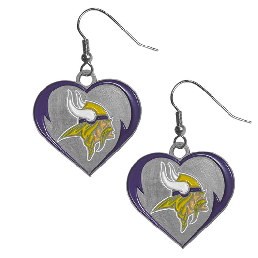 Minnesota Vikings Heart Dangle Earrings - Minnesota Vikings - Flyclothing LLC