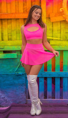J. Valentine Neon Mesh Skater Skirt - J. Valentine