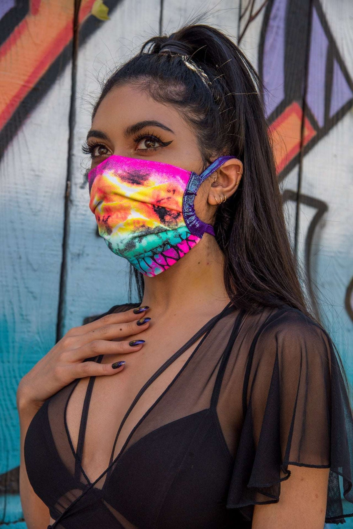 J. Valentine Heavy Brazilian Spandex Pleated Mask FF552 - J. Valentine - Flyclothing LLC