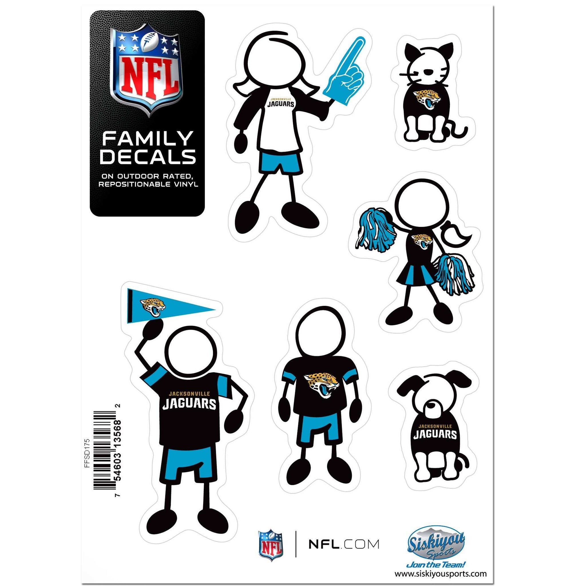 Jacksonville Jaguars Family Decal Set Small - Jacksonville Jaguars - Flyclothing LLC