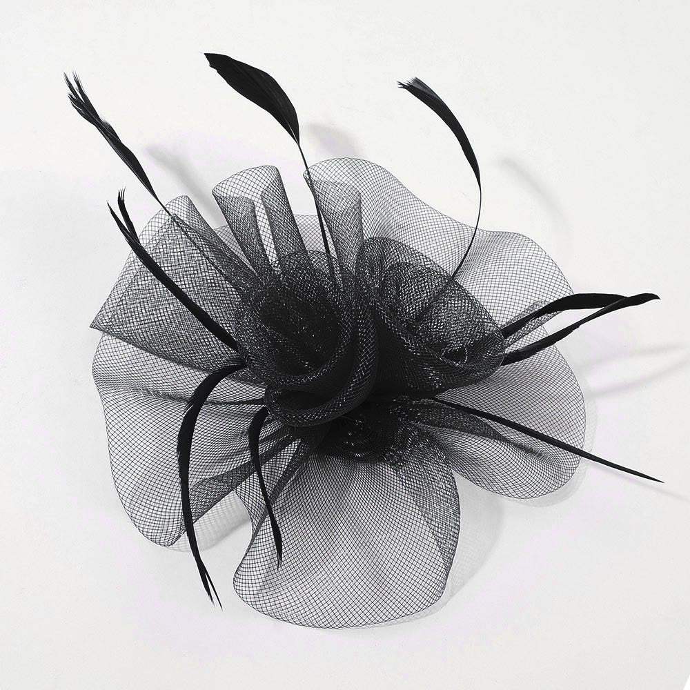 Mesh Flower Feather Mesh Fascinator / Headband - Madeline Love - Flyclothing LLC