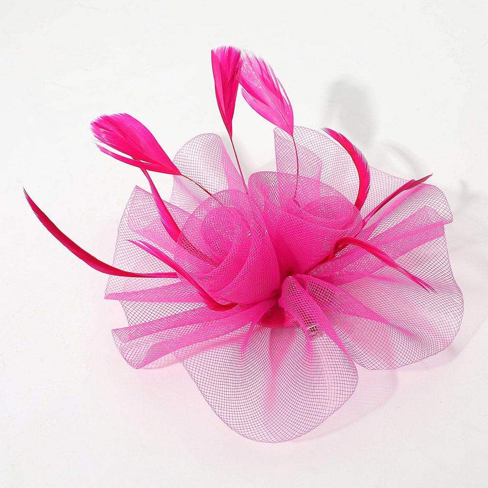 Mesh Flower Feather Mesh Fascinator / Headband - Madeline Love - Flyclothing LLC