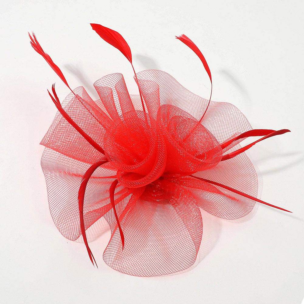 Mesh Flower Feather Mesh Fascinator / Headband - Madeline Love - Flyclothing LLC