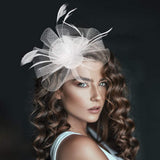 Mesh Flower Feather Mesh Fascinator / Headband - Madeline Love - Flyclothing LLC