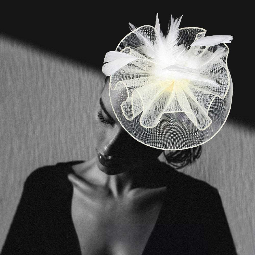 Feather Mesh Fascinator Headband - Madeline Love - Flyclothing LLC