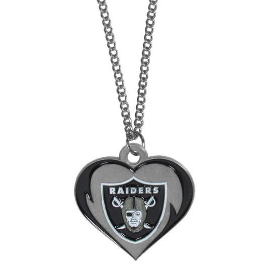 Las Vegas Raiders Heart Necklace - Las Vegas Raiders - Flyclothing LLC