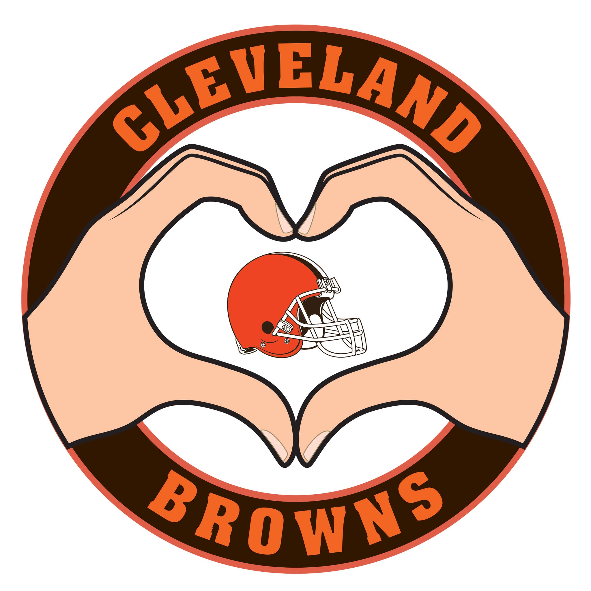Cleveland Browns Heart Hands Decal