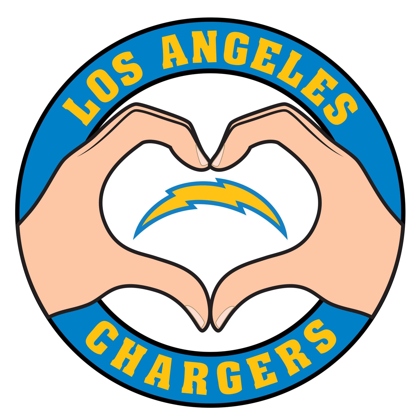 Los Angeles Chargers Heart Hands Decal