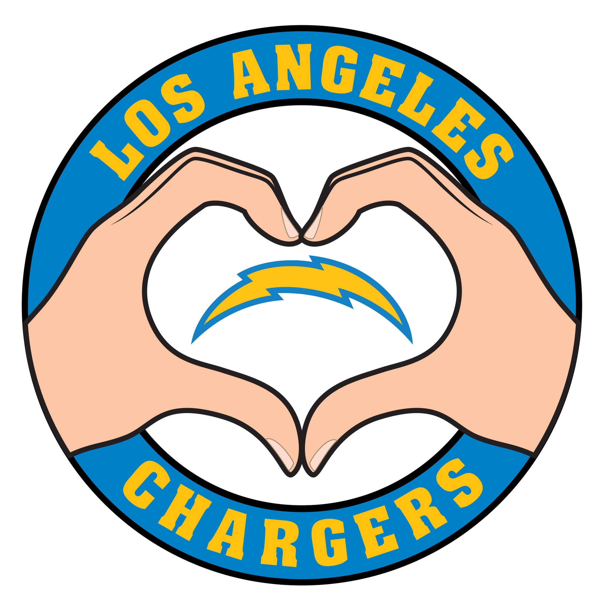 Los Angeles Chargers Heart Hands Decal