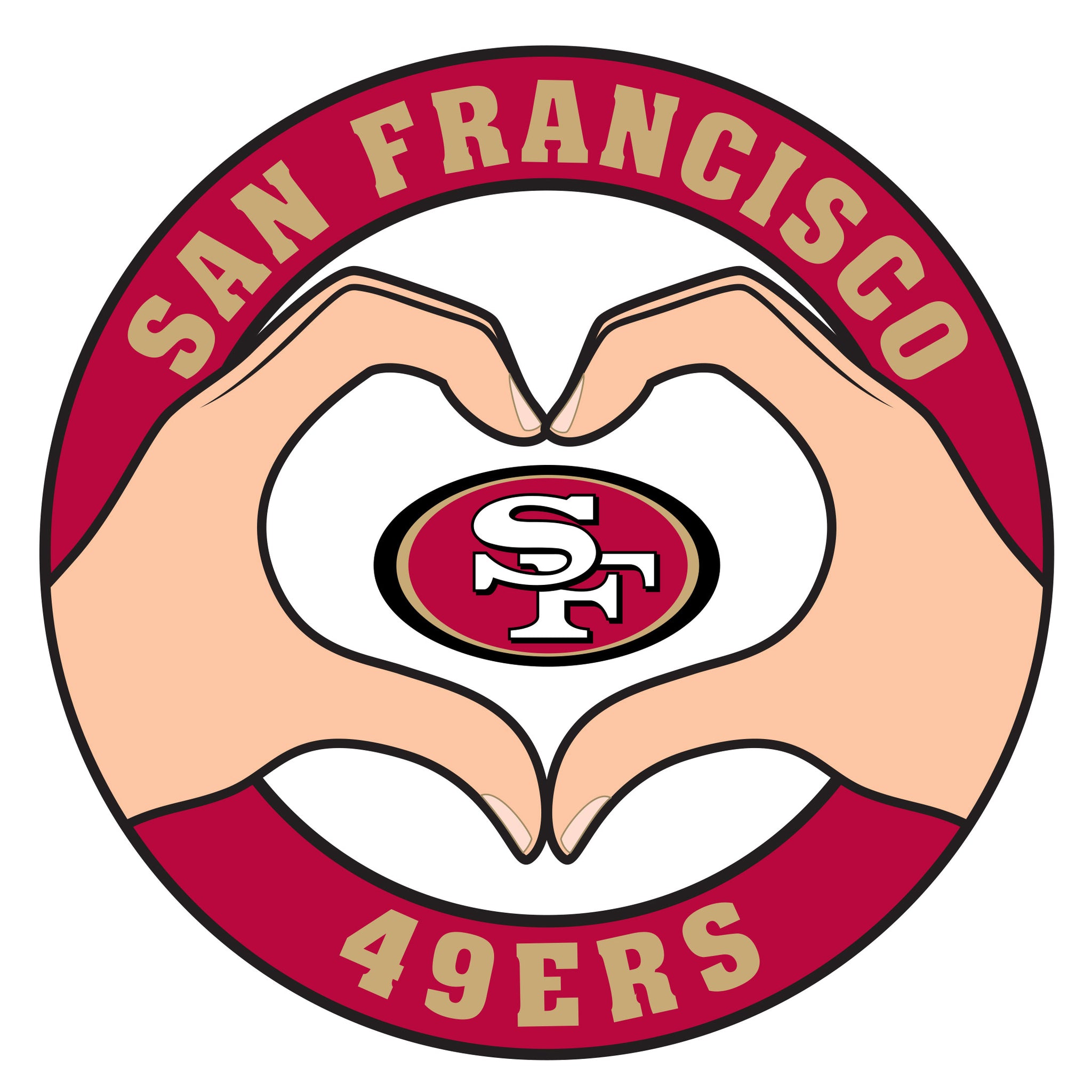 San Francisco 49ers Heart Hands Decal