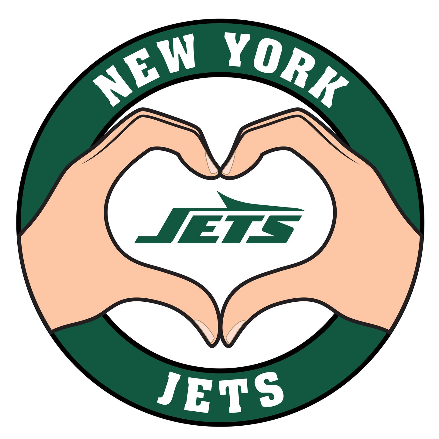 New York Jets Heart Hands Decal