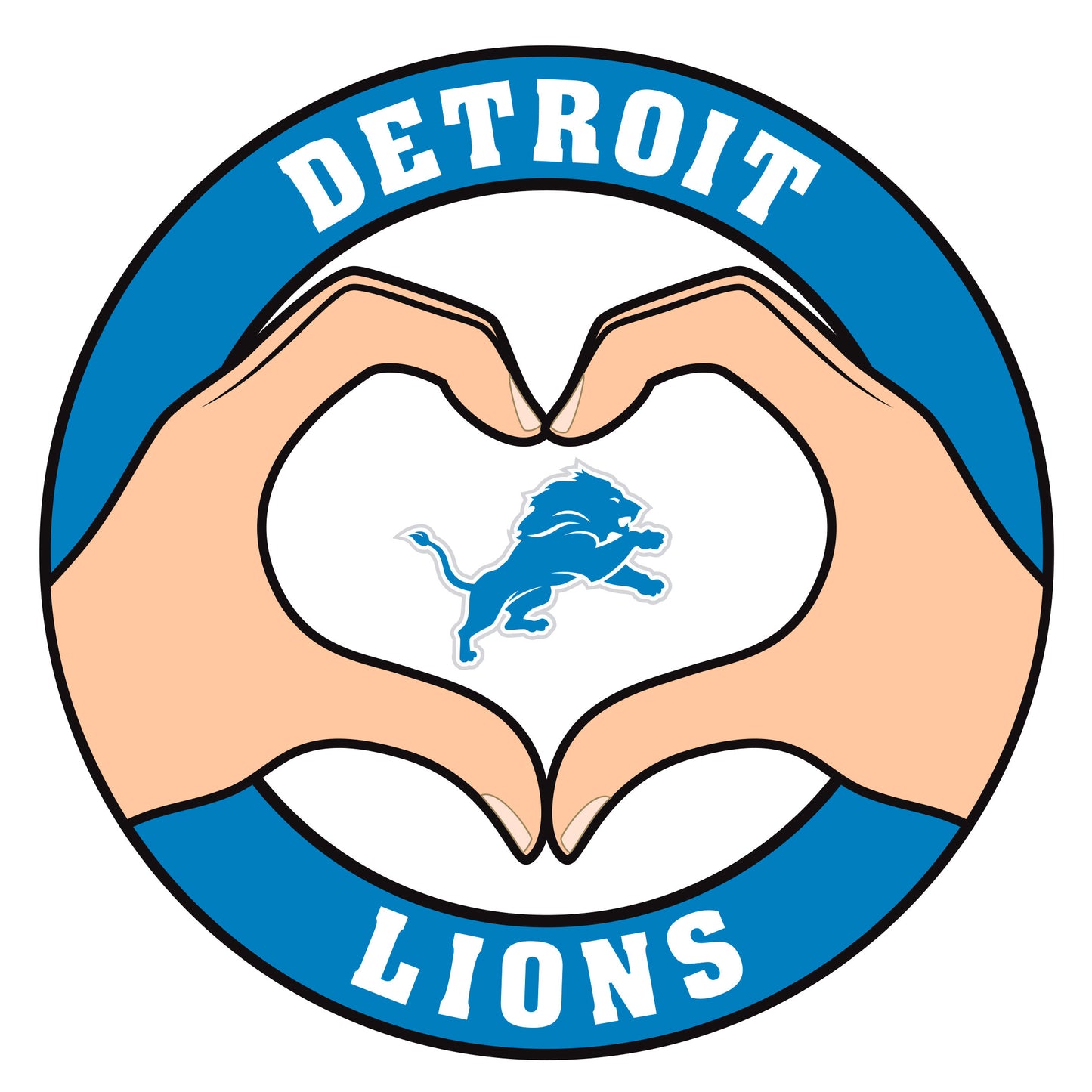 Detroit Lions Heart Hands Decal