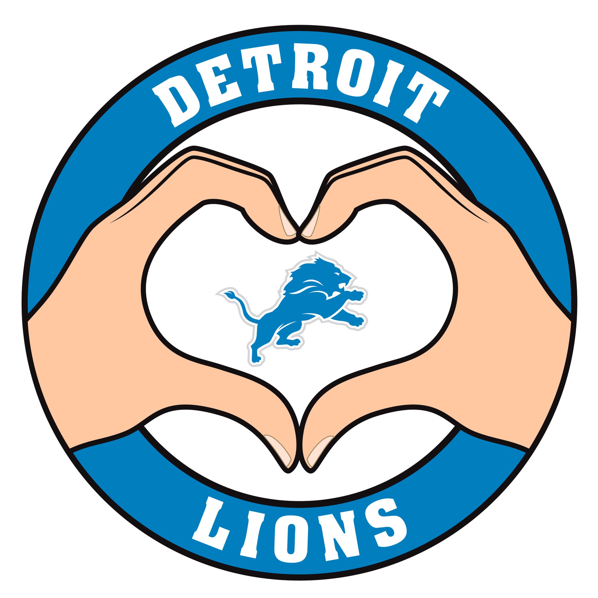 Detroit Lions Heart Hands Decal