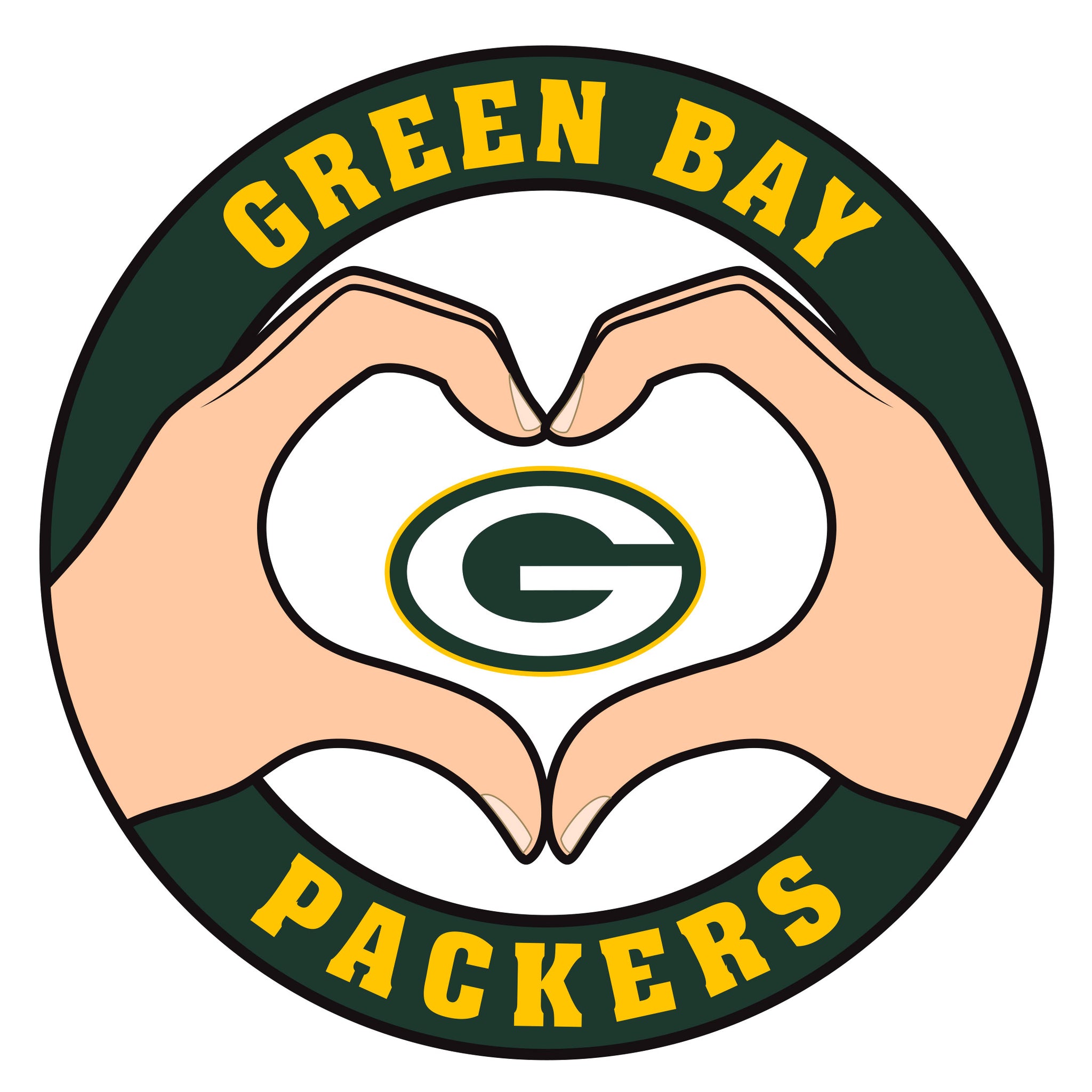 Green Bay Packers Heart Hands Decal