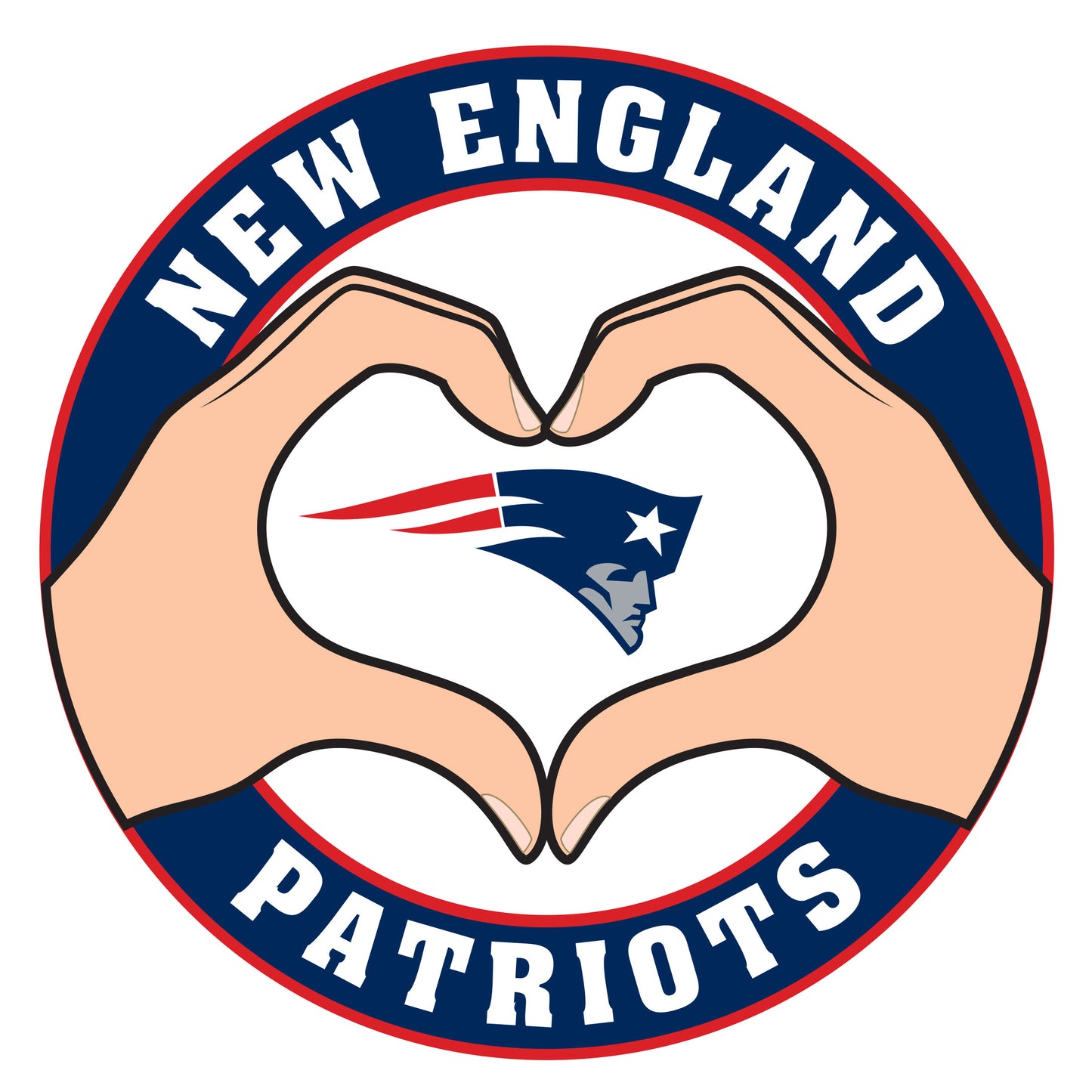 New England Patriots Heart Hands Decal