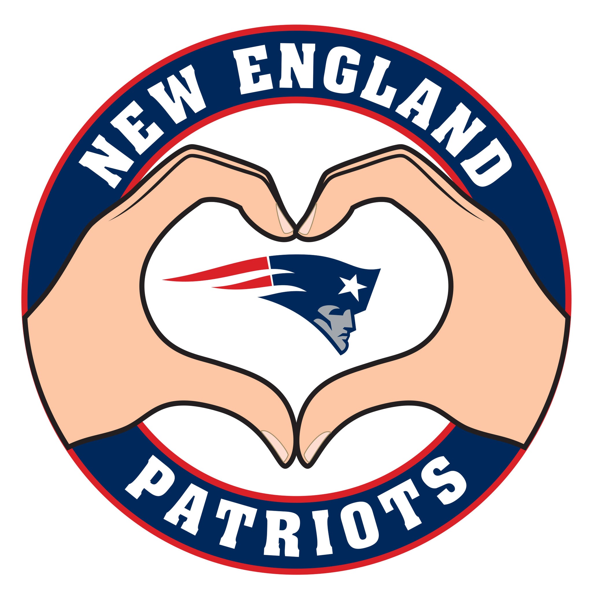 New England Patriots Heart Hands Decal